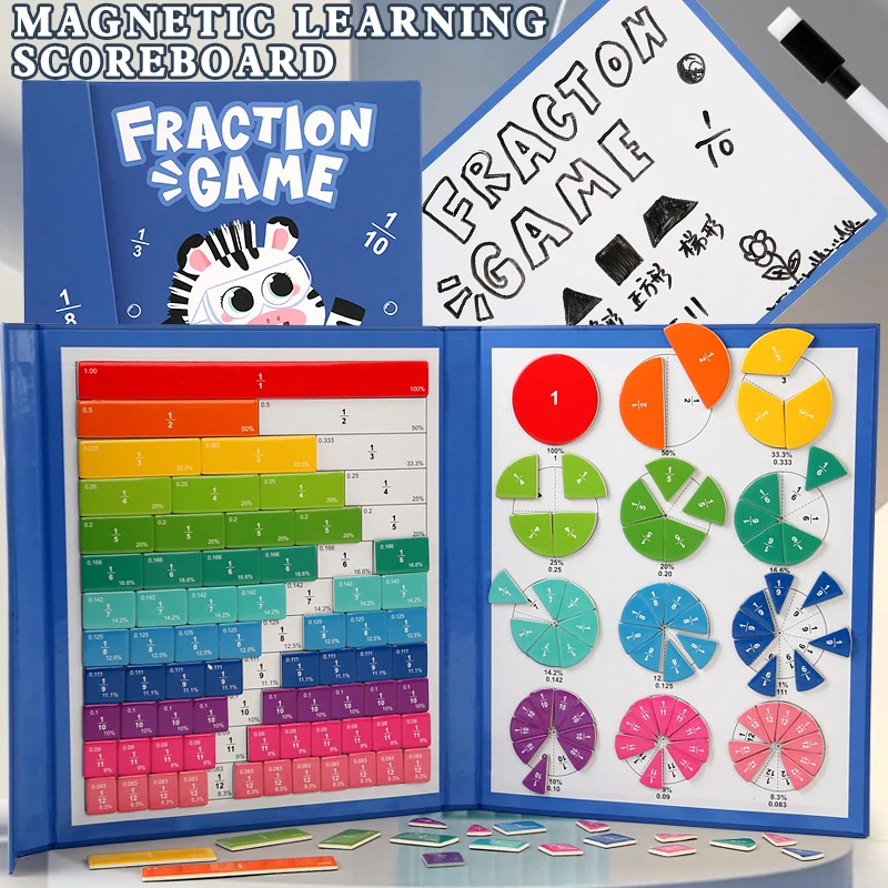 CPC CE Preschool Kids Study And Growth Book Educational Math Learning Games For School Magnetic Fraction Book Set