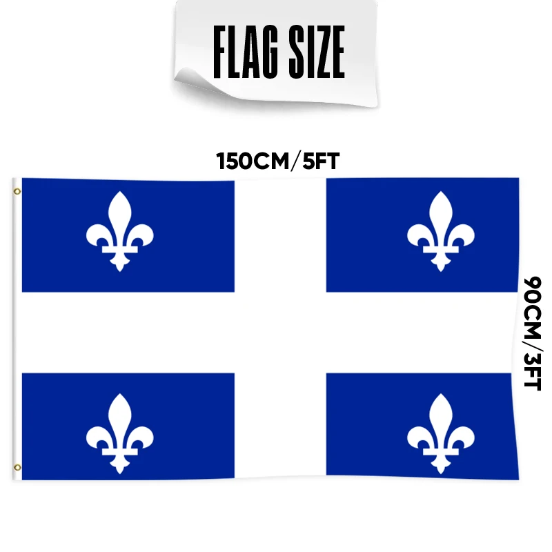 Wholesale 3x5ft Quebec flags 68D/100D polyester Customize all nations rapid shipping Reliable supplier  fast delivery