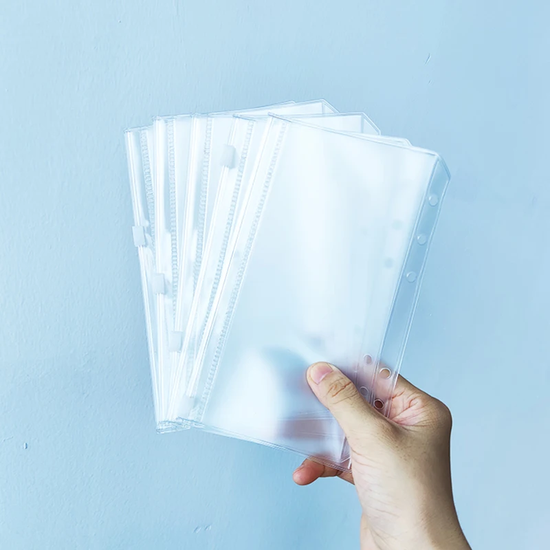  Loose Leaf PVC Clear Budget Binder Pocket with Zipper Translucent Cash Envelopes
