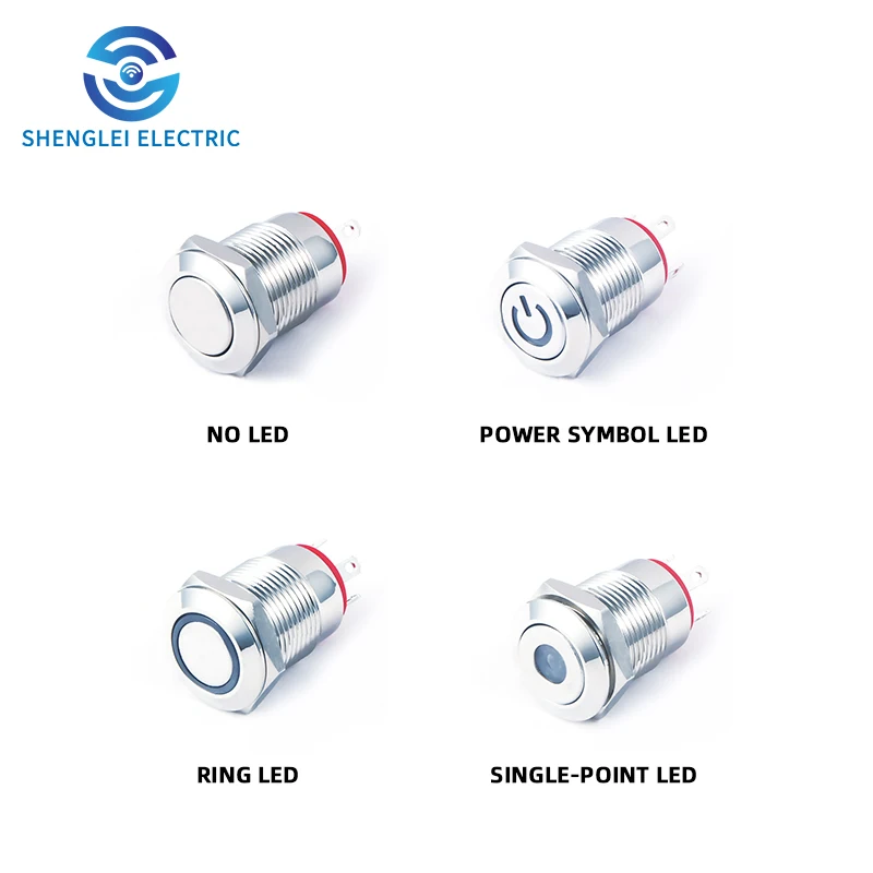 SHENGLEI 12mm Metal Push Button Switch waterproof stainless No Light