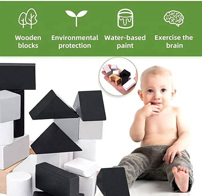 Montessori Toys Wooden Blocks Construction Building Toys Set Travel Toys in Tin Box for Toddlers Over 3 Years Old