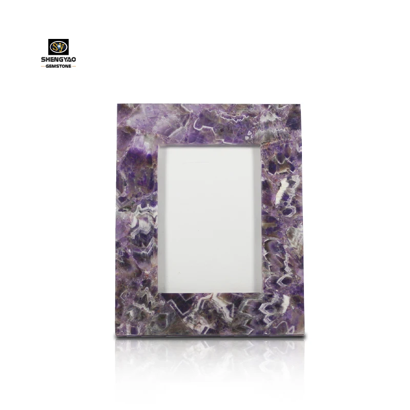 Amethyst Quartz Stone Decorative Photo Frame for Home Decoration Custom Size Photo Frame