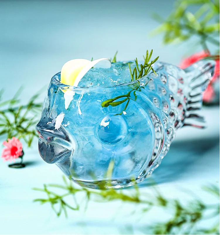 Creative Cocktail Glasses 3D Transparent Fish Shape Bar Cocktail Glass Party Thick Heavy Lovely Wine Glasses Smoothies Bowl Cup