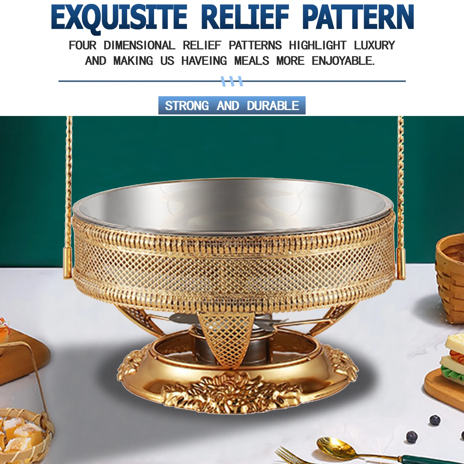 YITIAN Luxury Hanging Food Heater 6.0L Buffet Chafing Dish Thick Stainless Steel Restaurant Warmer Hotel Restaurant Buffet Stove