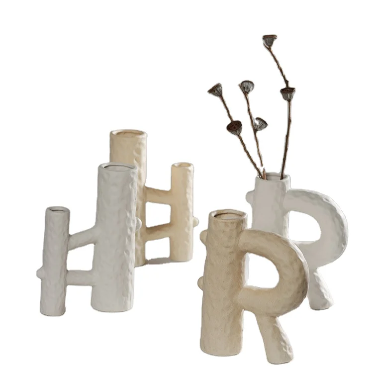 High quality light color ceramic vase handicraft ornaments Coffee shop Christmas gift