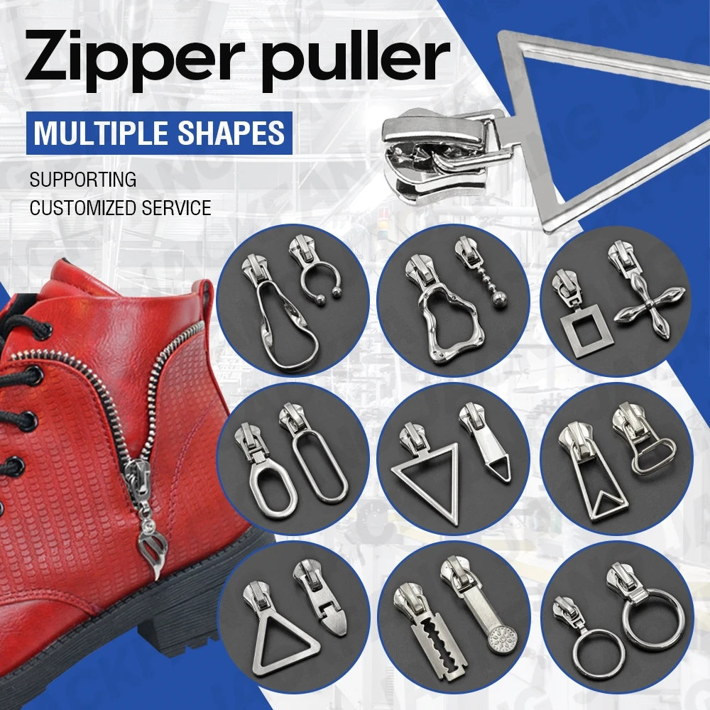 Godl custom logo locking bag stainless steel metal zipper head puller zinc alloy size 5 zipper slider with logo for backpack bag
