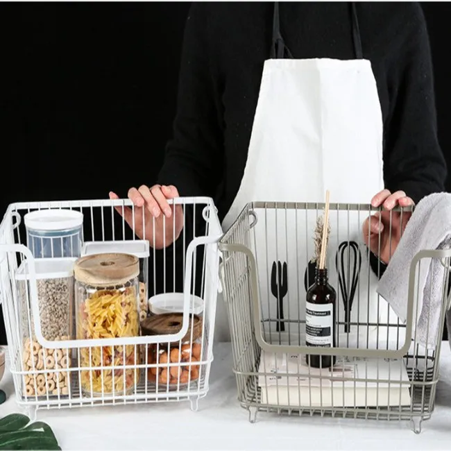 Under Shelf Hanging Muti Kitchen Corner Acbinet Organizer Wire Basket With Wheel