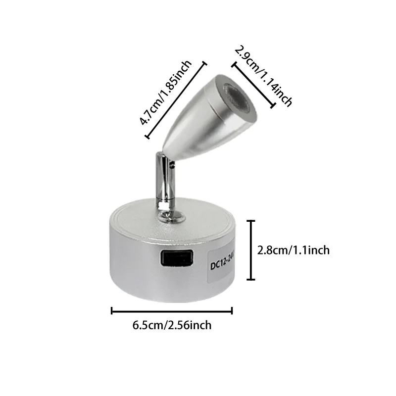 12V-24V USB Interior LED Spot Reading Light RV Boat Camper Bedside Dimmable Lamp