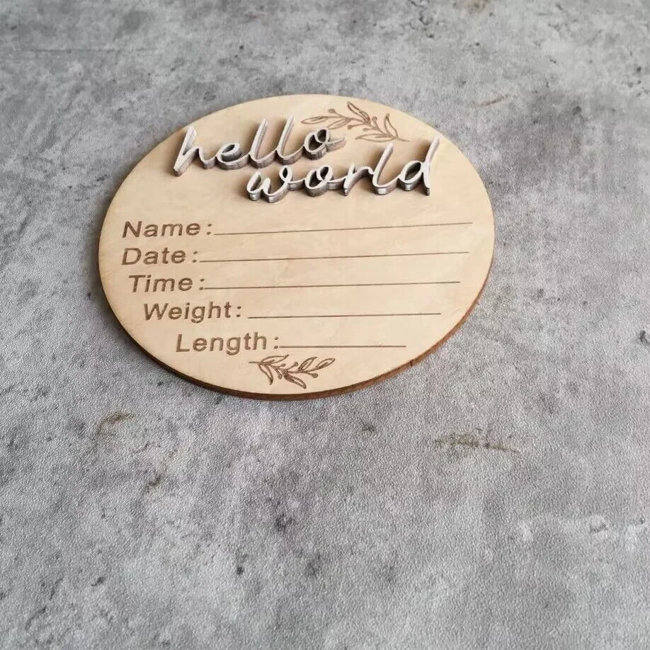 Newborn gift 3D hello  world sign Wooden hello world sign Hospital photo props