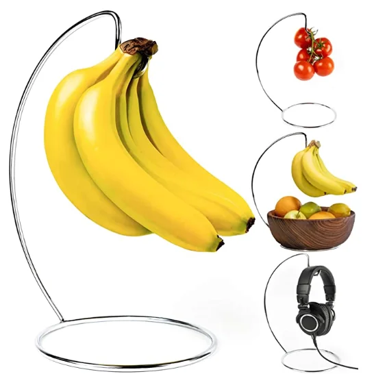 Banana hanger - stainless steel banana hanger with sturdy brackets and hooks. Make your own fruit or banana tree hook, earphone