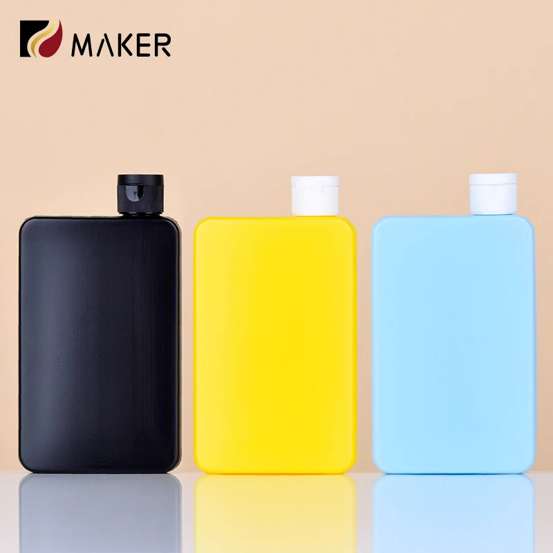 200ml Custom Color Plastic Empty Square HDPE Flat Sunscreen Shimmering Dark Tanning Oil Body Lotion Cream Bottle With Flip Cap
