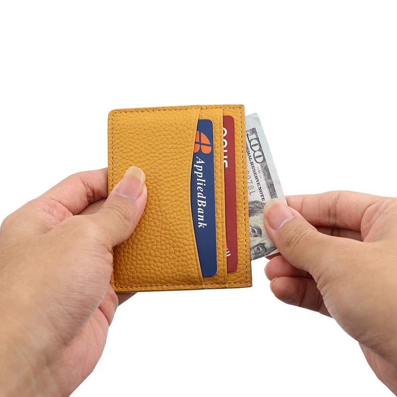 Women Custom Logo Wallet Color Pebble Leather Card Holder Slim Credit Cardholder Wallet