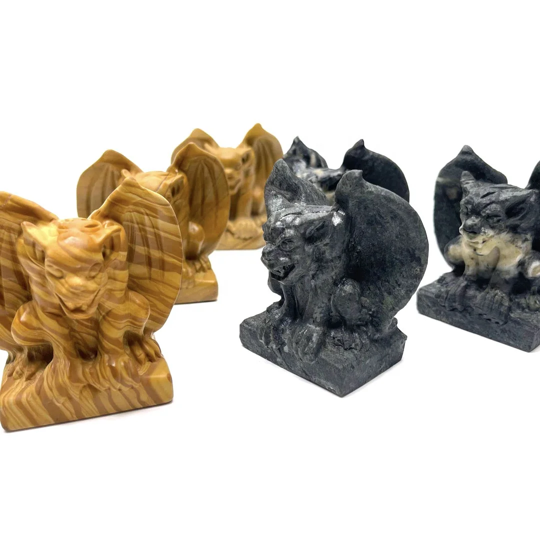 Wholesale natural hand carved art sculpture garden statue gargoyle crystal crafts for meditation decor