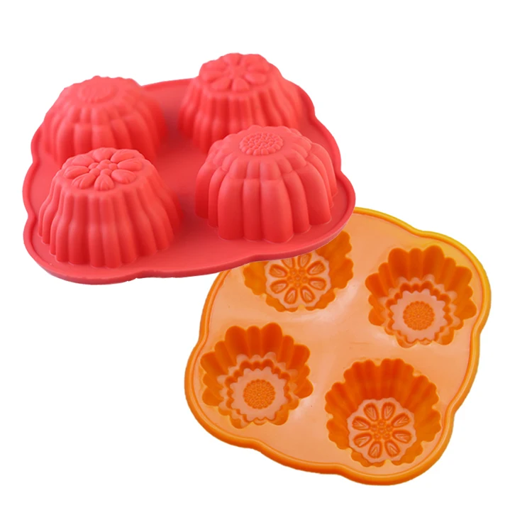 4 Cavity 3D Flower Shape Chocolate Candy Molds Silicone Molds For Baking DIY Ctrafts Jello