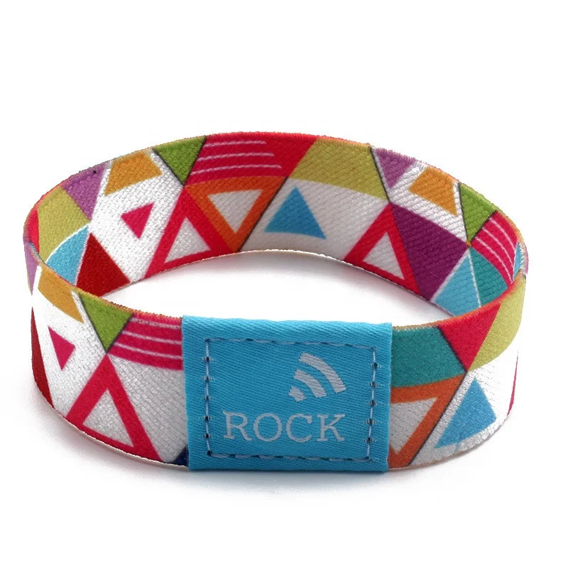 Factory price passive Polyester NFC elastic fabric stretch woven rfid wristband/ armband/ bracelet for access control system