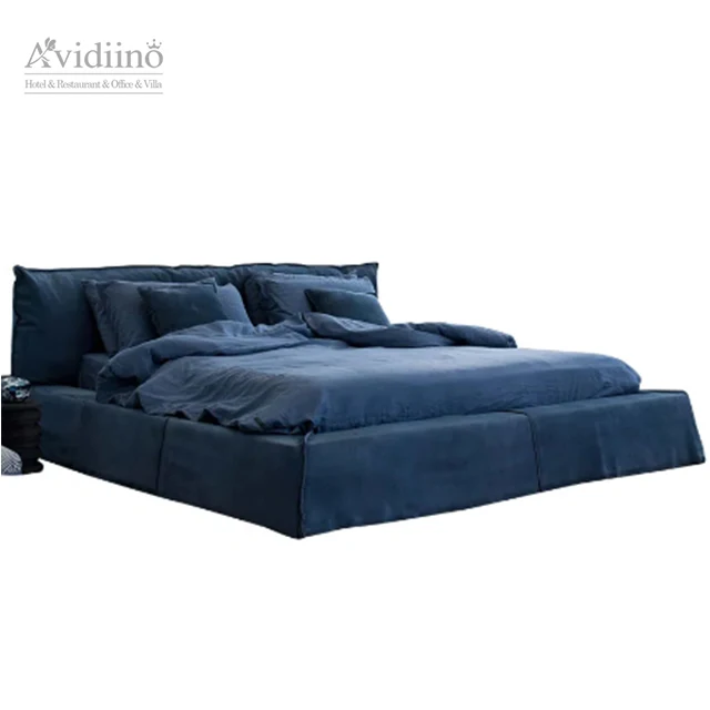 Nordic master bedroom Italian style minimalist bed Frosted full leather modern 1.8 m double bed home furniture bedroom set