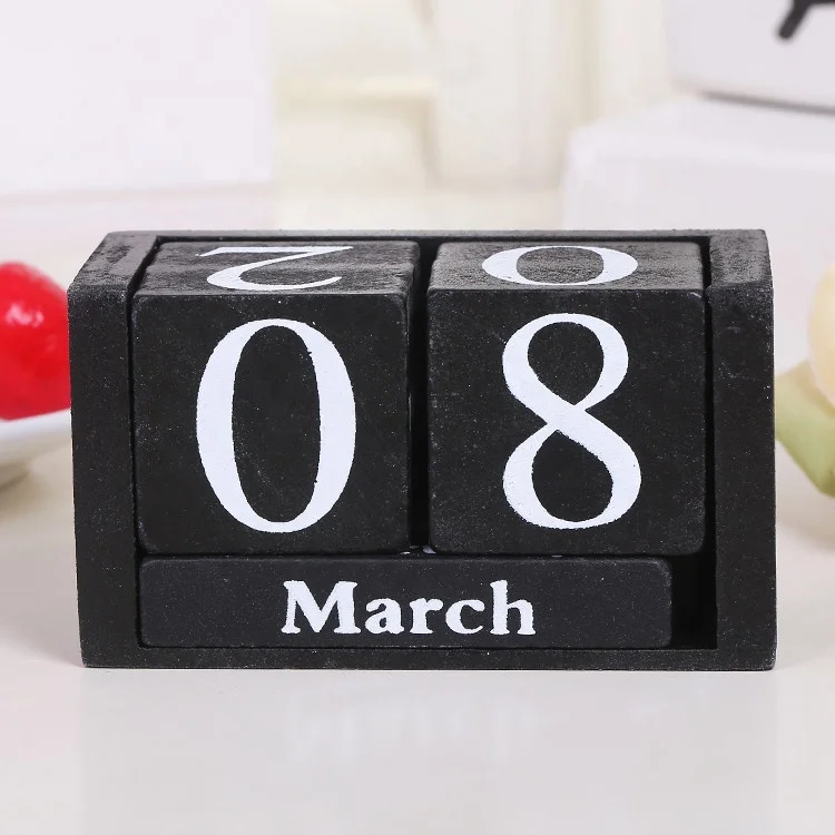 Wooden Advent Calendar Calendar Box Wooden Desktop Perpetual Wooden Block Calendar