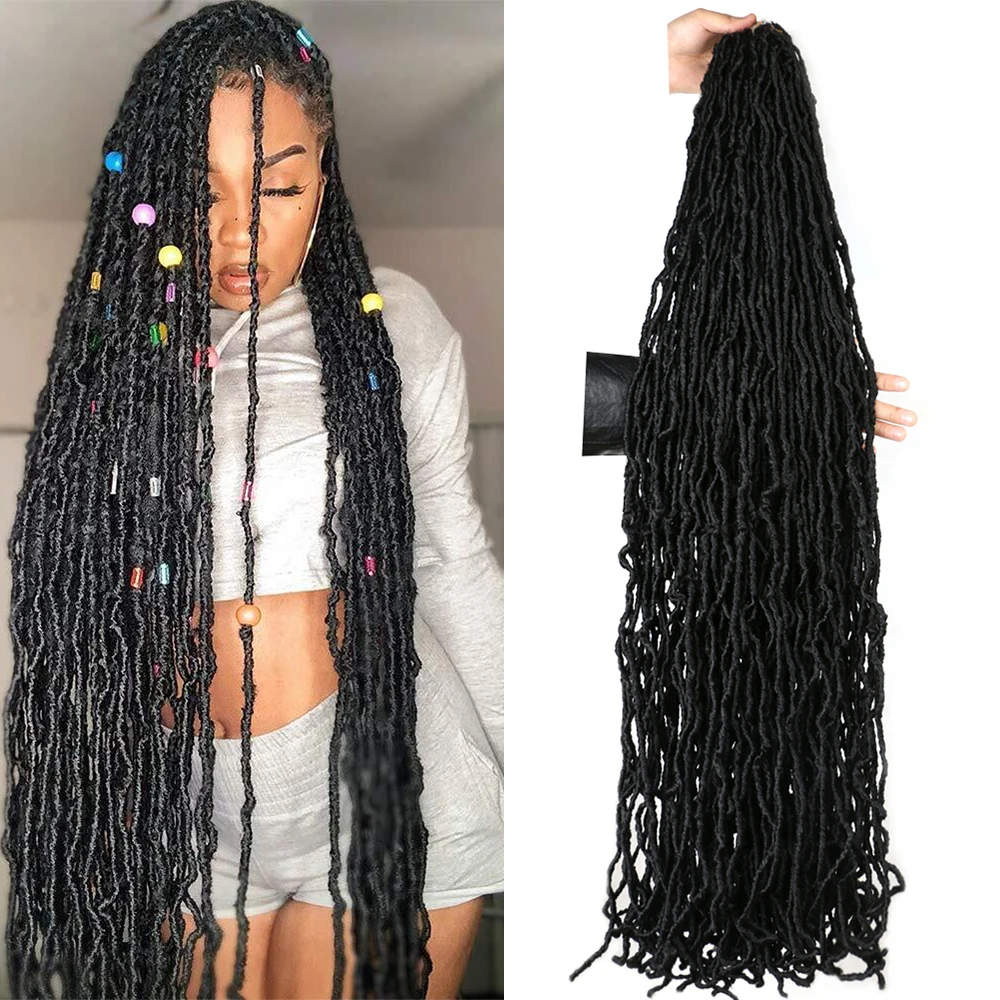 Free Sample 36/24/18Inch Nu-Locs Crochet Braids Hair Faux Locs Soft Dreadlock Synthetic Braiding Hair Extensions For Black Women