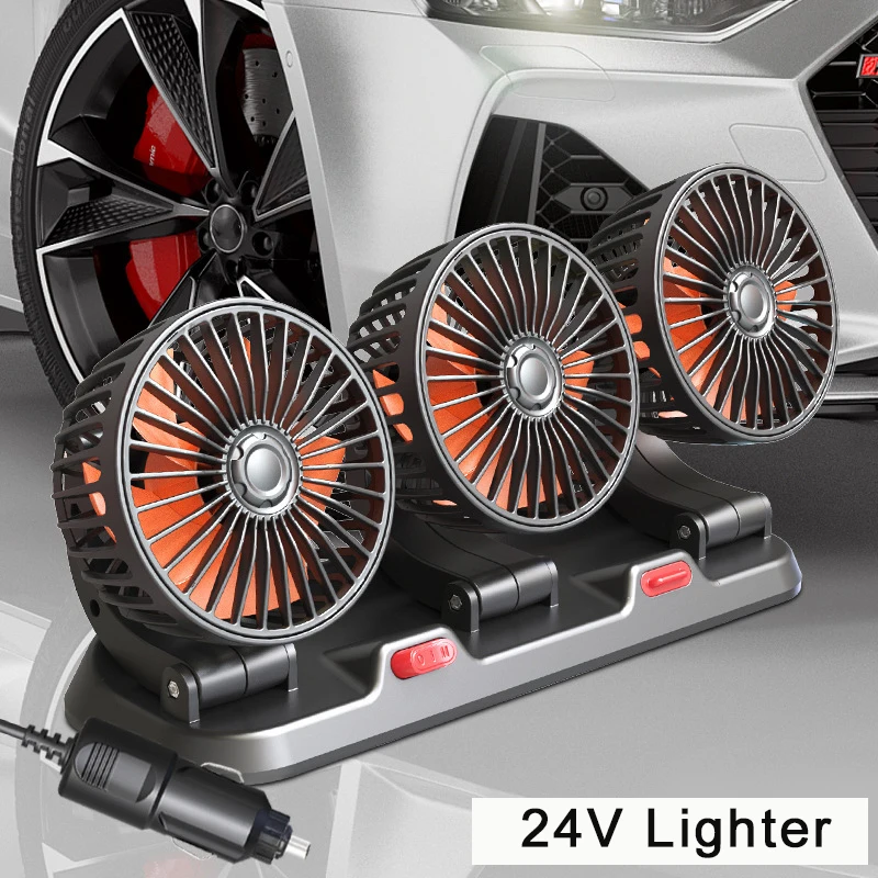Jutien Car Two-head Fan USB Car Electric Fans Large Truck 24v/12v Refrigeration Small Van Powerful Fans