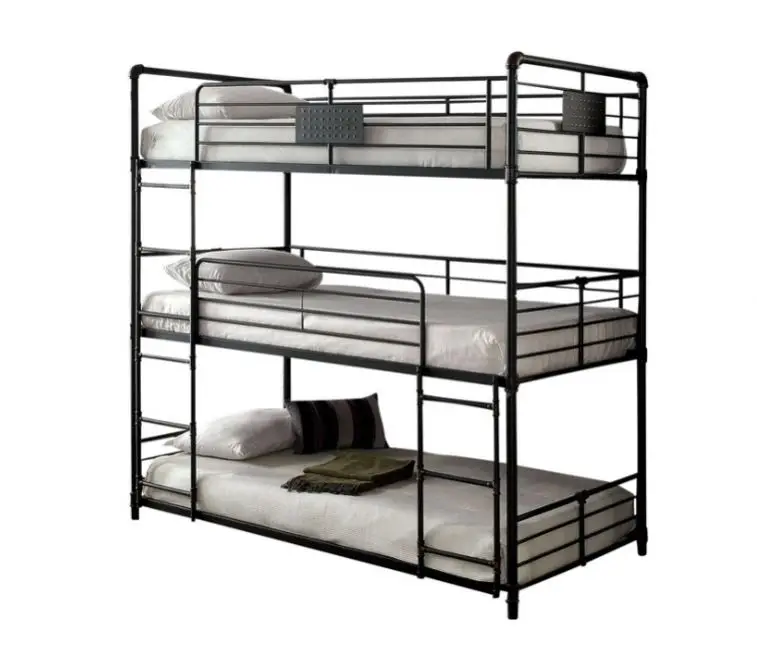 
Black Metal Casual Industrial Triple Twin Bunk Bed 