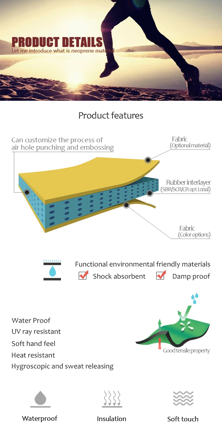 Factory Outlet Neoprene Roll Material 1mm 2mm 3mm Breathable Neoprene Fabric Rubber Sheets