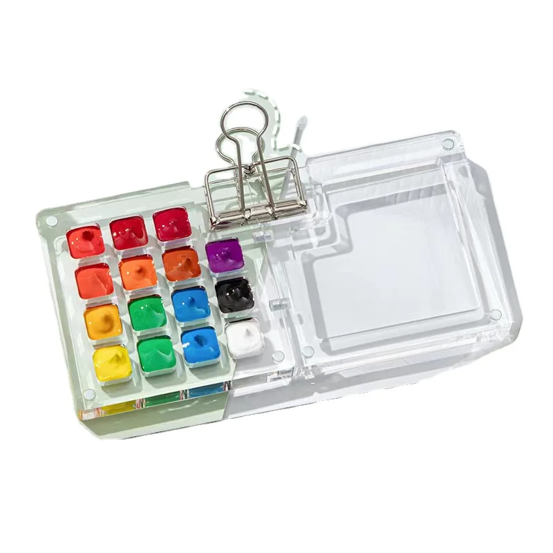15 grid Watercolor Acrylic Palette 15Color Transparent Mini acrylic Empty Box Palette Watercolor Palette Travel Paint Tray Box