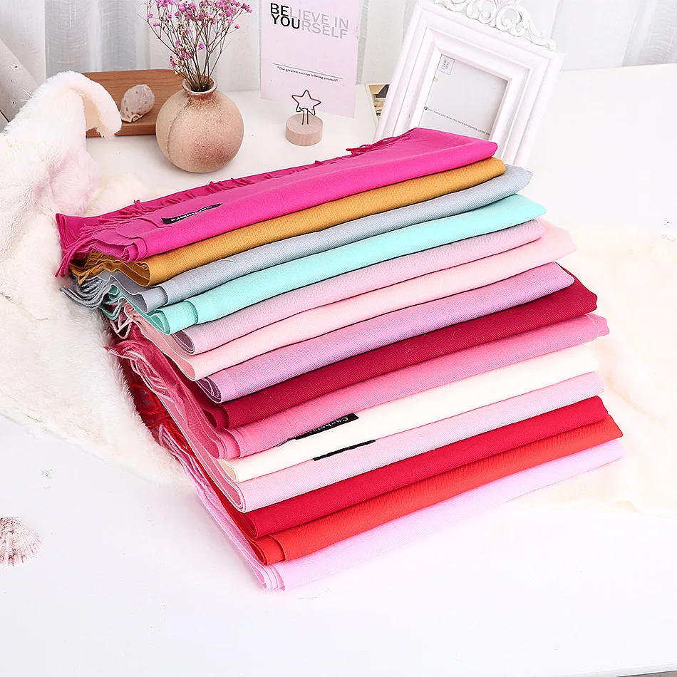 Кашемировые простые шали и шарфы, женский зимний шарф из пашмины на заказ