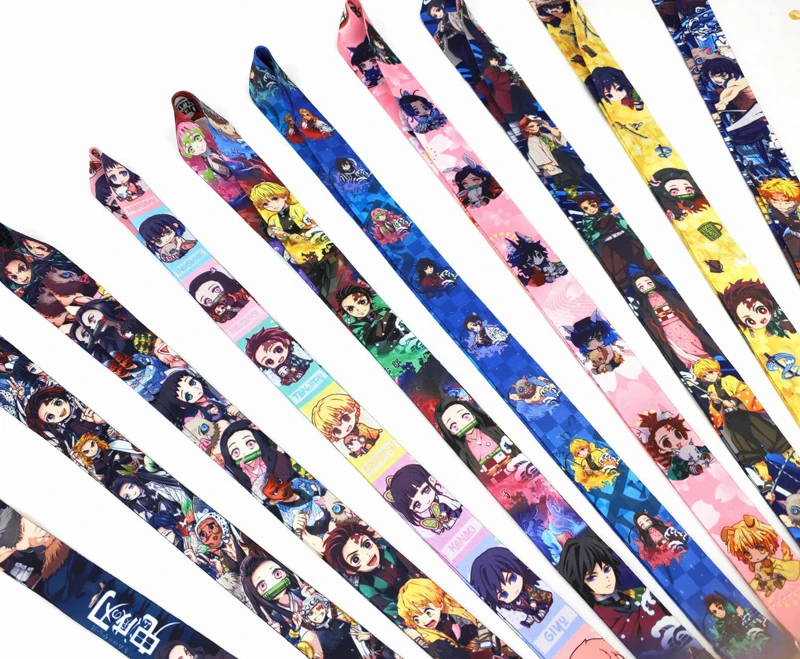 Demon Slayer Anime Comics Neck Lanyard Keychain Polyester Strap Lanyards for Cellphone Camera ID Card Holder