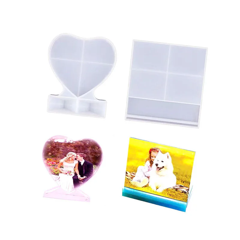 Resin Photo Frame Moulds Homemade Decorative Silicone Heart Shaped Photo Frame Mold For Resin Diy