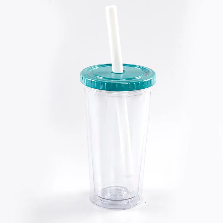 Custom Eco-friendly drinking double wall plastic milk tea cup bubble tea boba reusable bubble tea tumbler with fat straw
