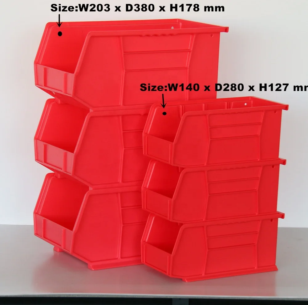 Front opening warehouse storage bin plastic stackable storage box picking bin for clothing storage