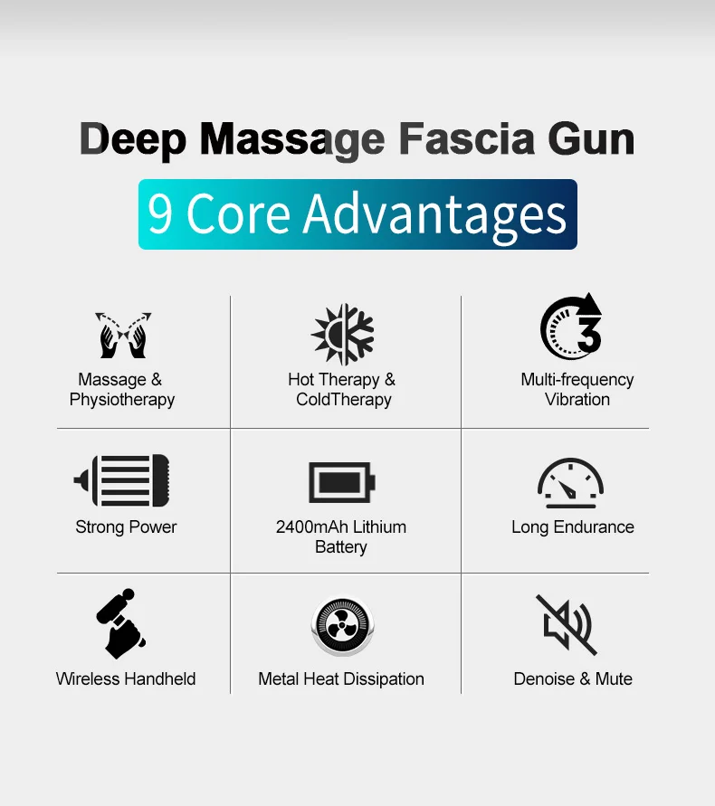 New Heating and cooling massage gun 3200rpm Handheld Percussion Muscle Massager with 2400mAh Battery and Type-C Charging