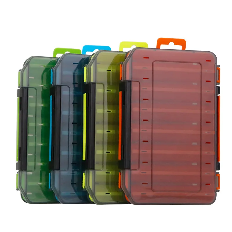 PP Double-Sided Fishing Lure Hook Tackle Box Visible Hard Plastic Clear Fishing Lure Bait Squid Jig Storage Case Container