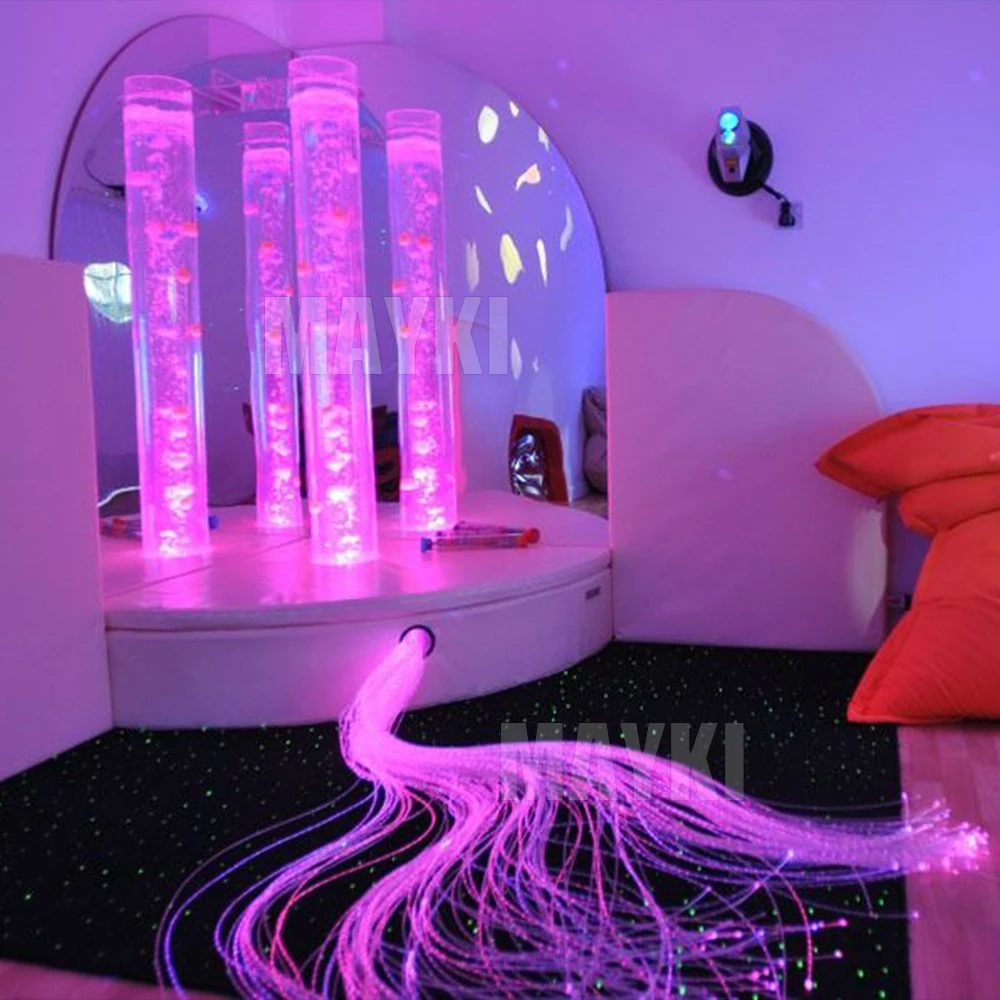 Snoezelen Sensory Room Side Glow Sparkle Fiber Optic Cable x 100 Tails with Fiber Optic Light Source