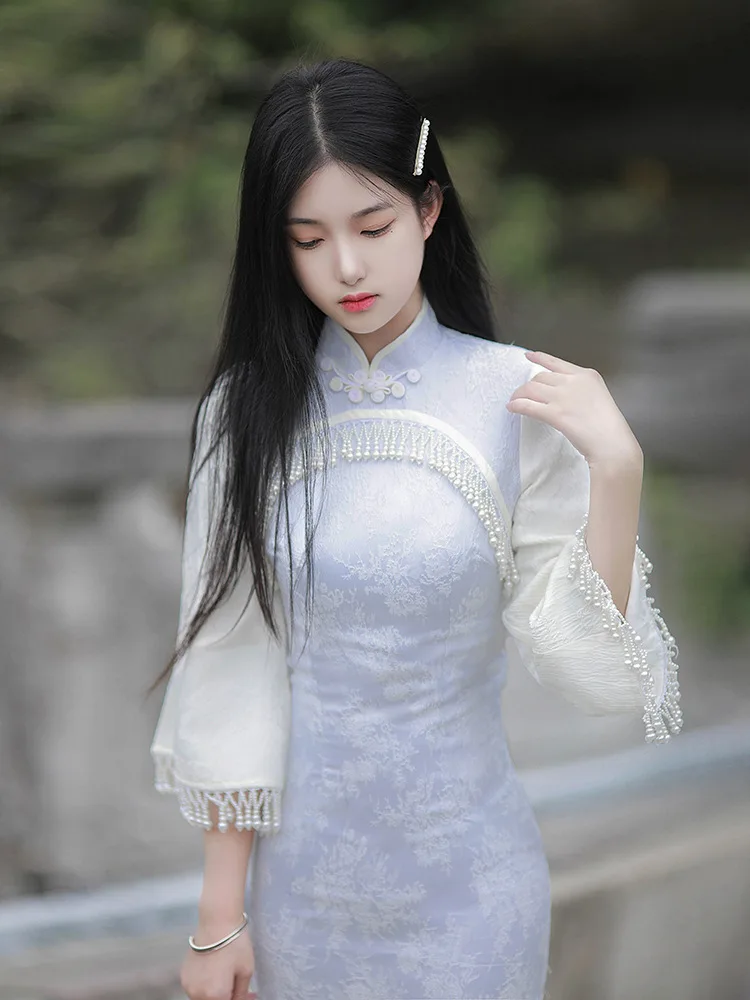 Summer hot sell slim fit vintage merah chinese traditional embroidered dresses chinese traditional dress qipao