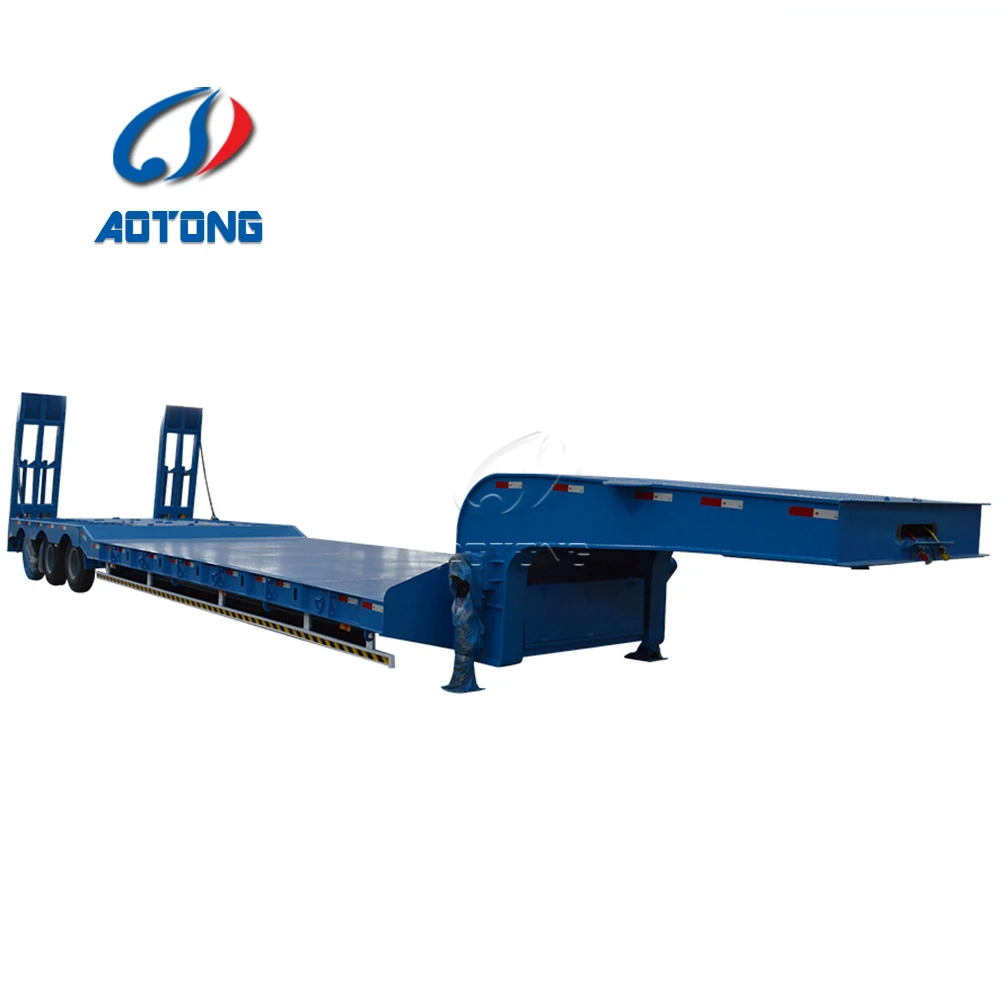 AT-6 axle 3 lines lowbed semi trailer detachable gooseneck 90t-100t load capacity