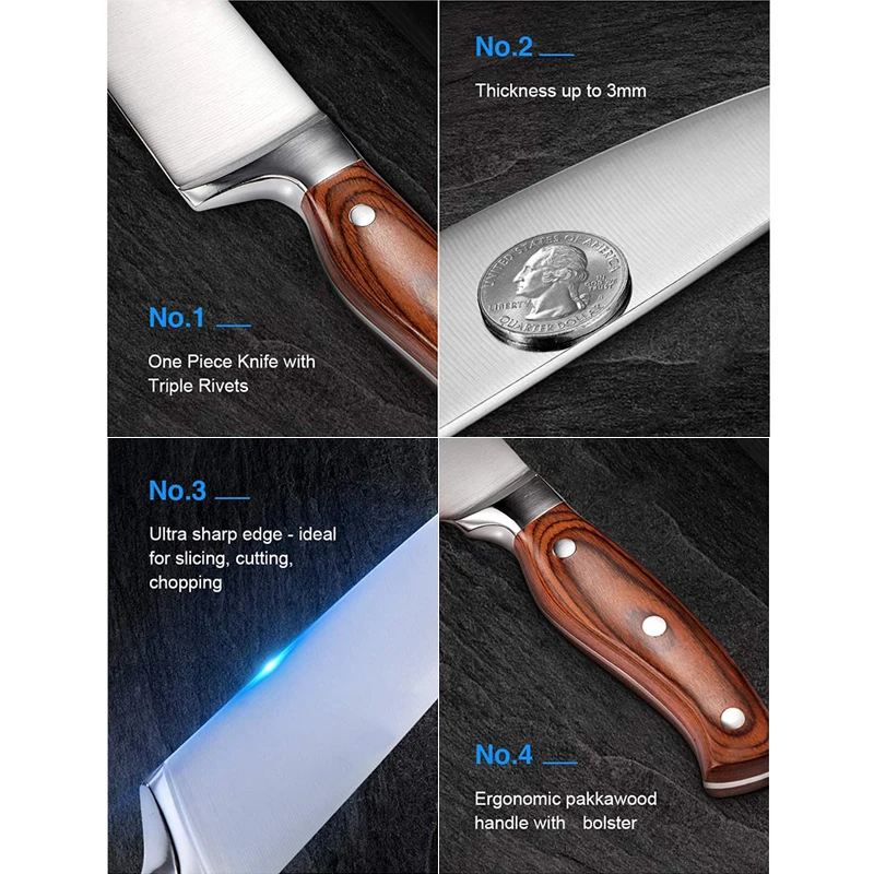 Хит продаж немецкий набор ножей из нержавеющей стали 16 шт. шеф-поварский нож с деревянным блоком и точилкой