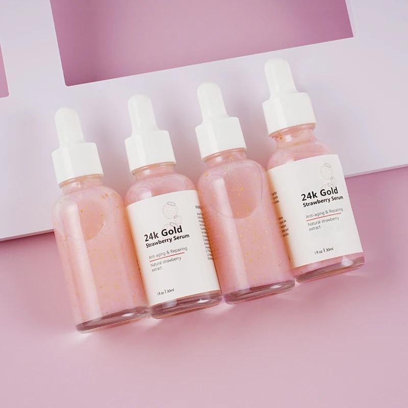 Facial Skincare Anti Aging Wrinkle Skin Care Dark Spot Whitening 24K Gold Strawberry Face Serum
