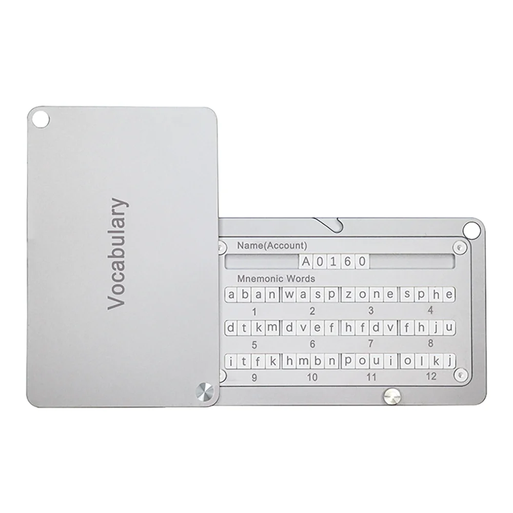 Crypto Seed Backup Cold Wallet Store up to 24 Seed Word Mnemonic Tool Compatible with Hardware Crypto Wallet