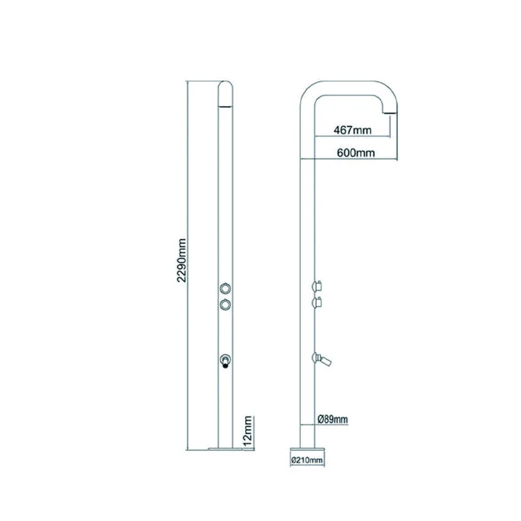 Stainless Steel Outdoor Pool Shower Standing Brushed Shower Column Shower Faucet