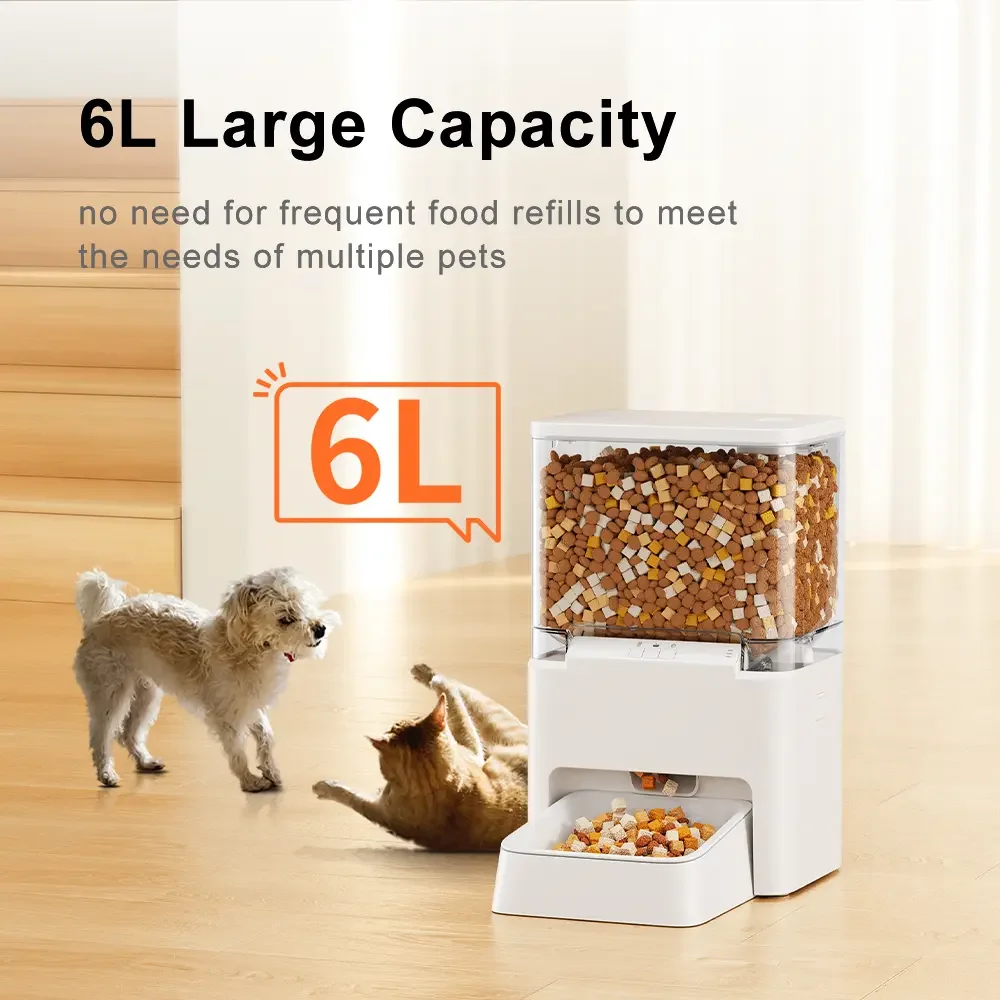 OEM/ODM Cat Timing Feeding Machine 6L Automatic food dispenser pet feeder with remote app control Voice Record