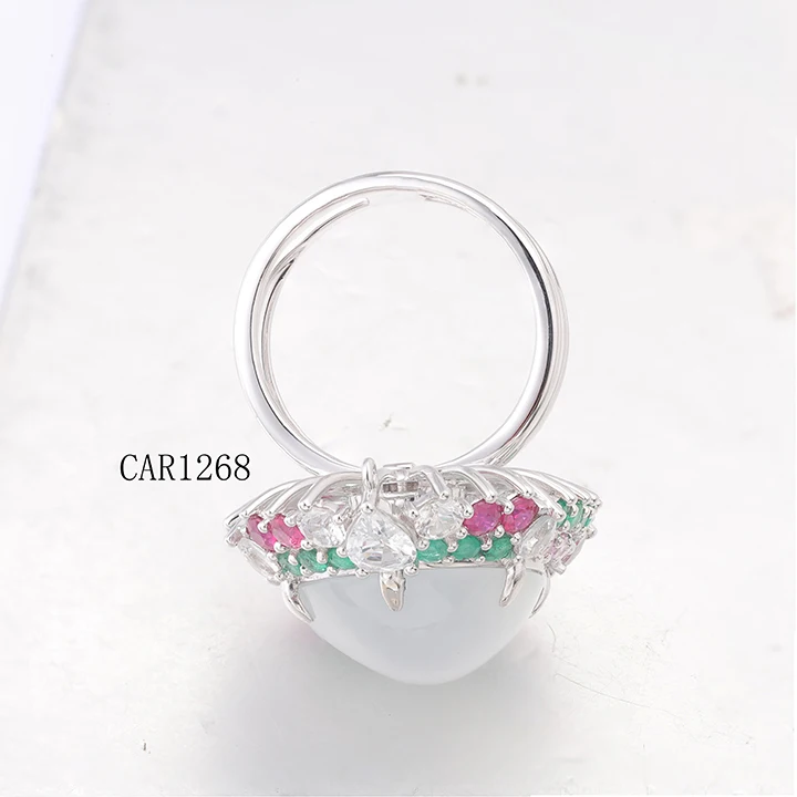 Custom Fashion jewelry ring  18K gold oval jadeite  Ring pendant two-piece