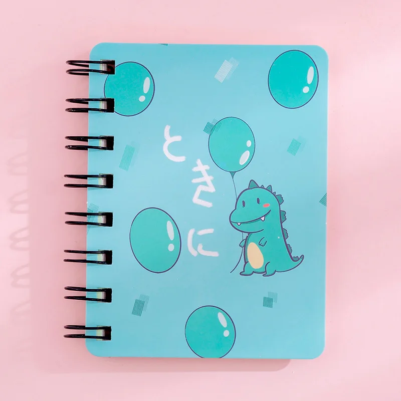 Wholesale Student Stationery Rounded Corners Cute Dinosaur Double Spiral Coil Mini Notebook For Children