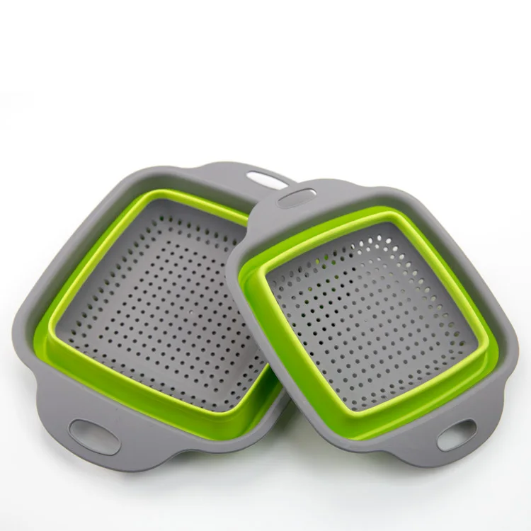 Collapsible Colander Strainer Basket with Handle Foldable Drain Basket Adjustable Strainer Over The Sink for Kitchen