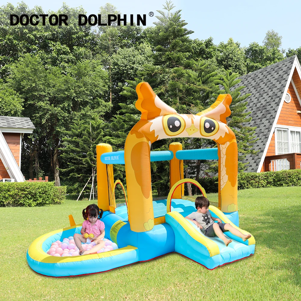  Надувной батут с двойной горкой Doctor Dolphin kids bounce