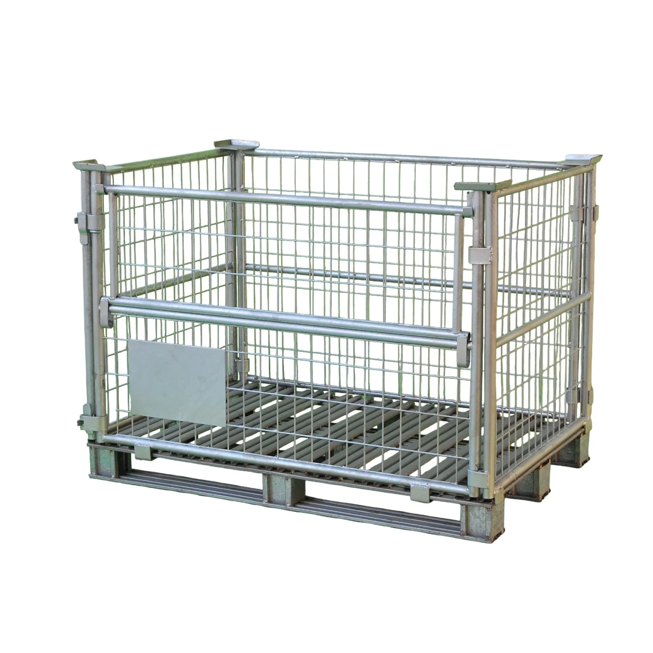industrial warehouse storage wire collapsible metal cage frame for steel pallet