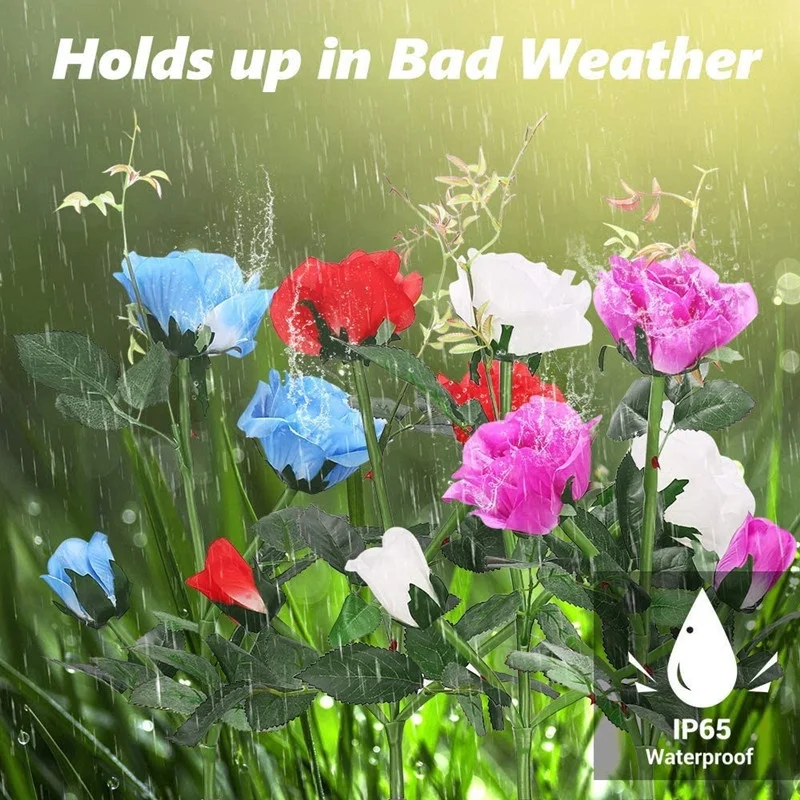 Flower Light Solar Outdoor Rose Lampadas Da Giardino Decorazion Solare Fiore Lucie LED Garden Decoration Solar Flower Lights