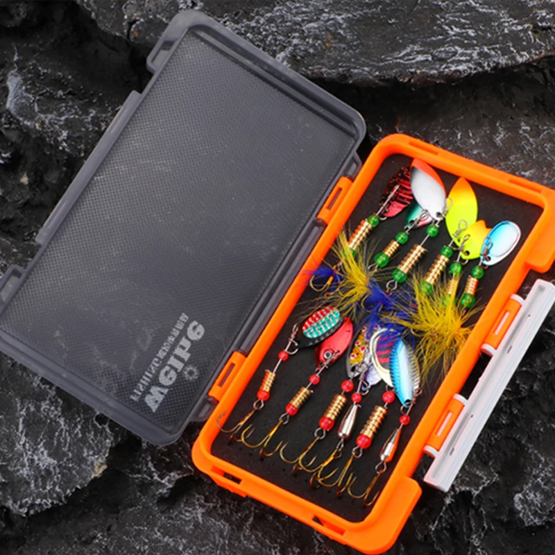 WeiHe 12pcs Metal Spinner Fishing Lure Set Metal Spoon Bait Kit Spinner Lures Combo