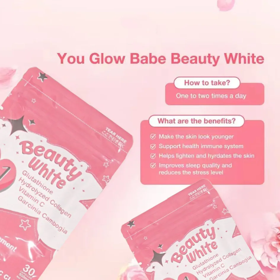 Skin Care Glutathione Capsules Beauty White 4 in 1 Glutathione Collagen Vitamin C Powder Supplement for Antioxidant Support