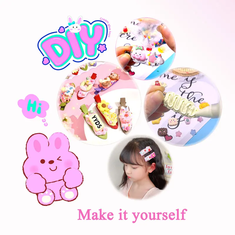 JinYing Multi Color PVC Bag Lovely Dewsert Girl Beauty Products Hairclip DIY Cream Glue Toys for Kids